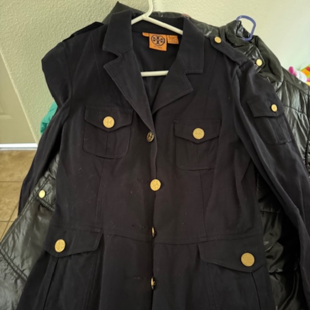 Tory Burch Navy jacket with Gold Buttons size 10 womens